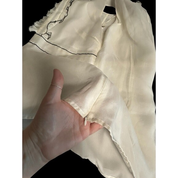 Cynthia Rowley Side-zip Ruffle Blouse Medium Whimsical Fairy Tuxedo Old Money - Picture 7 of 9